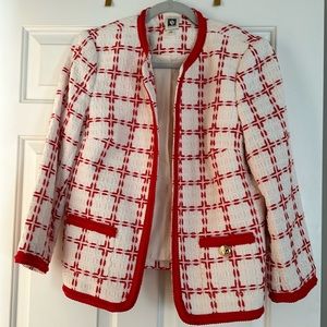 Red and White lined blazer